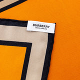 Burberry Orange Silk London England Logo Scarf