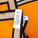 Burberry Orange Silk London England Logo Scarf