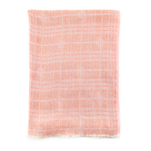 Burberry Pink Linen Blend Check Oblong Scarf