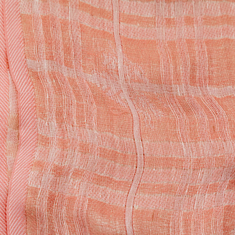 Burberry Pink Linen Blend Check Oblong Scarf