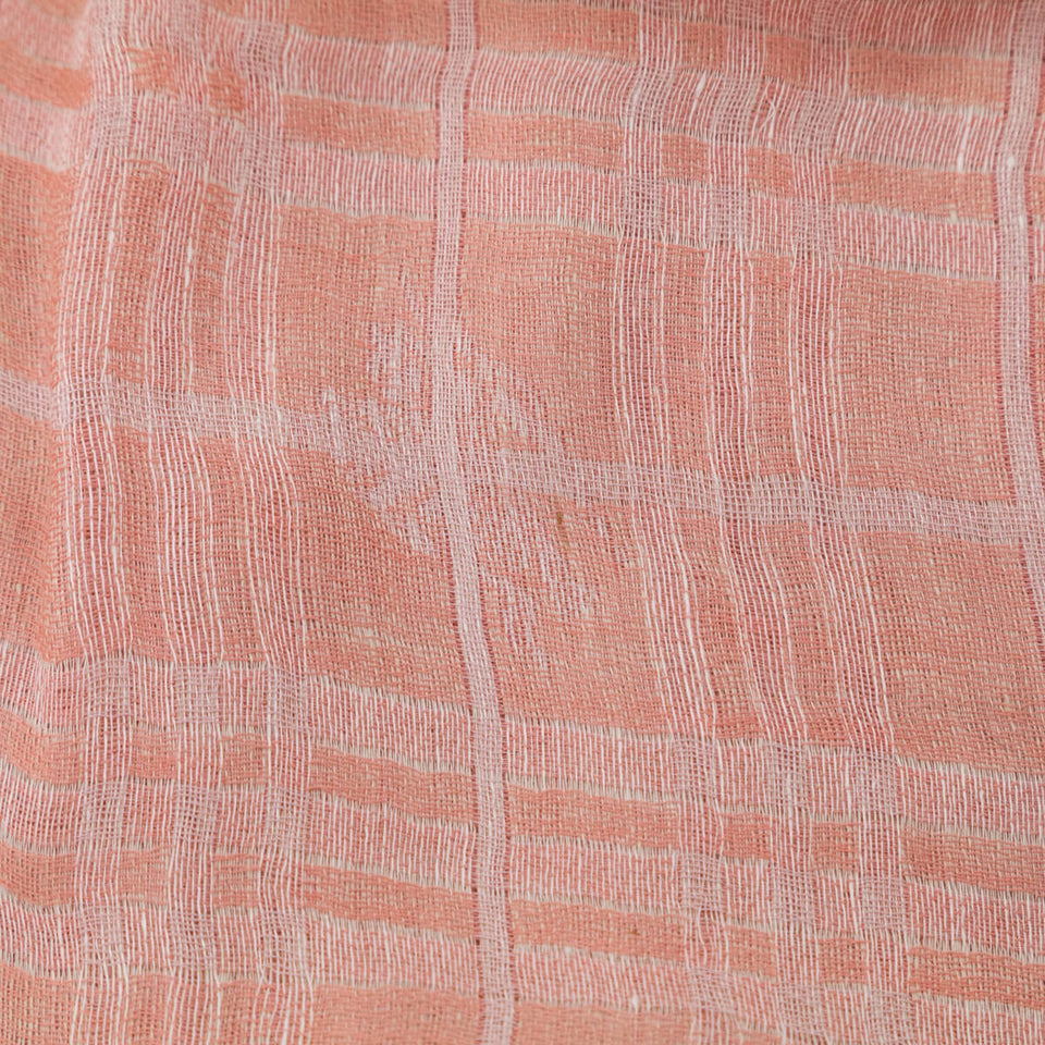 Burberry Pink Linen Blend Check Oblong Scarf