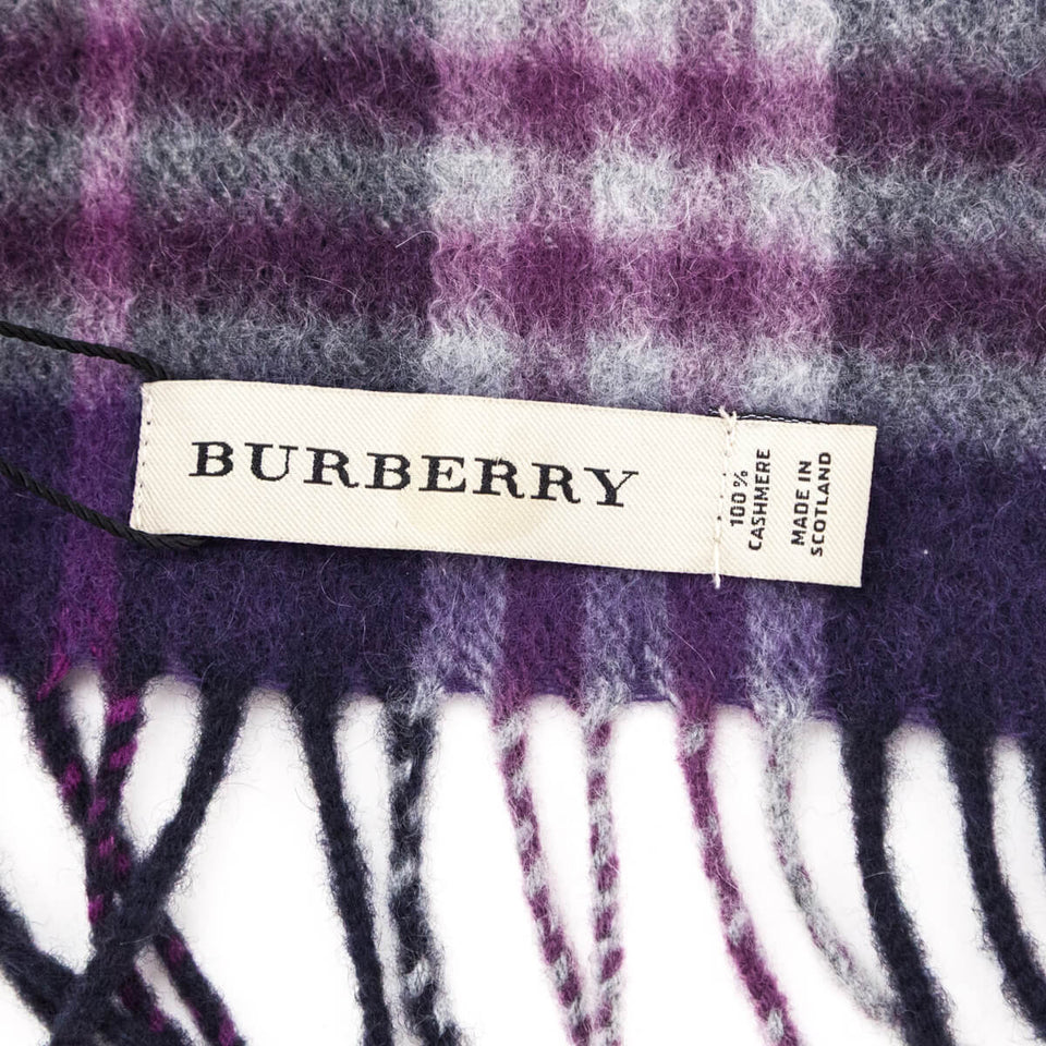 Burberry Purple Check Cashmere Scarf