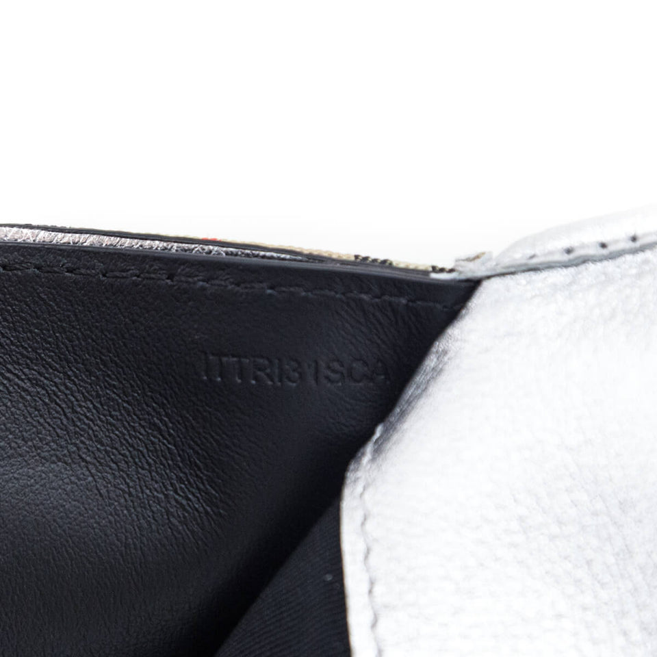 Burberry Silver Canvas Smooth Calfskin 1983 Knight Check Envelope Clutch
