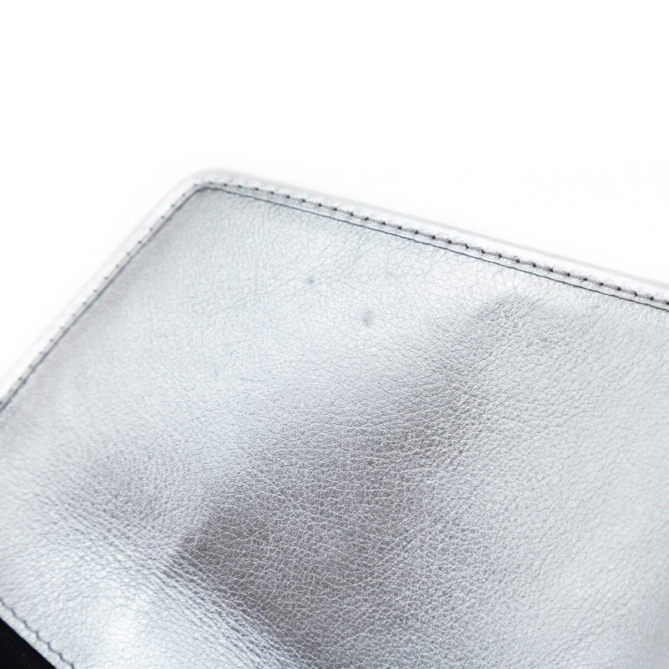 Burberry Silver Canvas Smooth Calfskin 1983 Knight Check Envelope Clutch