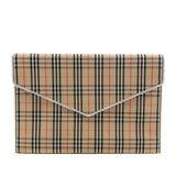 Burberry Silver Canvas Smooth Calfskin 1983 Knight Check Envelope Clutch