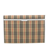 Burberry Silver Canvas Smooth Calfskin 1983 Knight Check Envelope Clutch