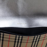 Burberry Silver Canvas Smooth Calfskin 1983 Knight Check Envelope Clutch