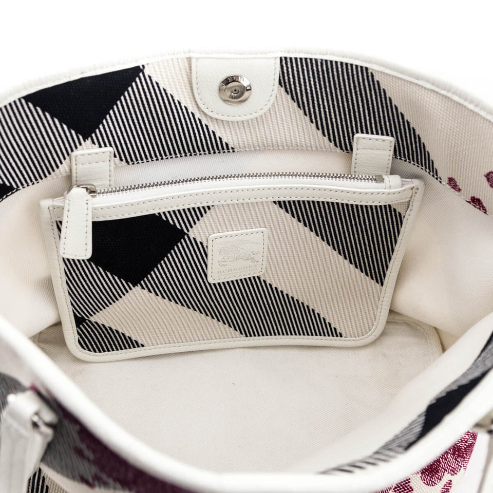 Burberry White Canvas Confetti Heart Medium Cantley Tote