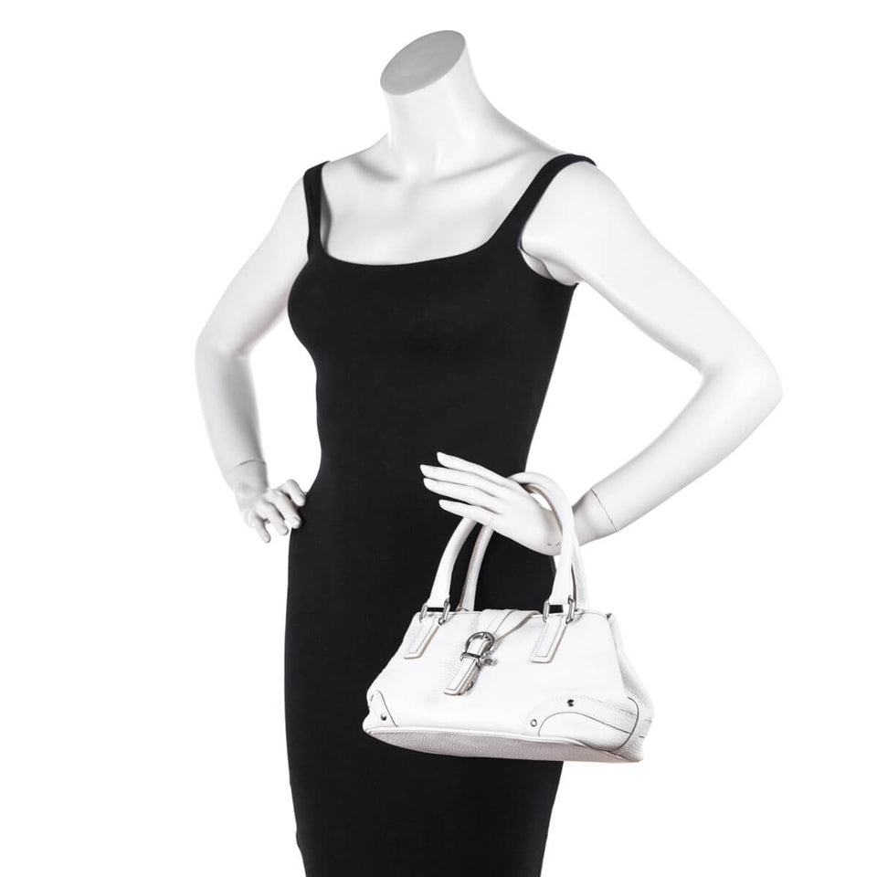 Burberry White Grained Calfskin Mini Bag