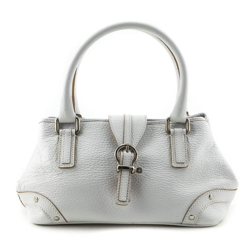 Burberry White Grained Calfskin Mini Bag