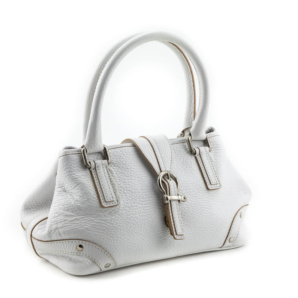 Burberry White Grained Calfskin Mini Bag