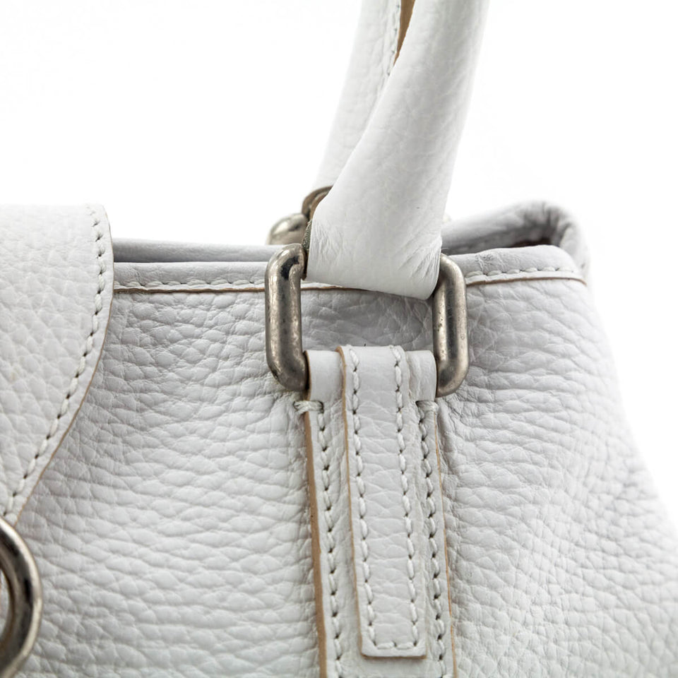 Burberry White Grained Calfskin Mini Bag