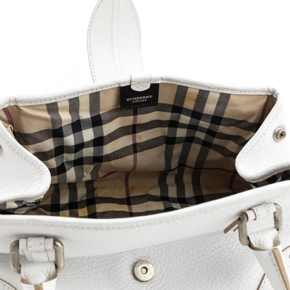 Burberry White Grained Calfskin Mini Bag