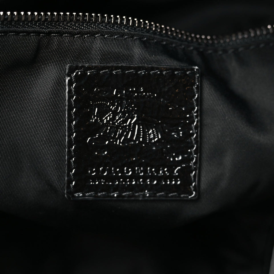 Burberry BLACK BEAT CHECK NYLON MEDIUM LOWRY TOTE BAG