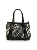 Burberry BLACK BEAT CHECK NYLON MEDIUM LOWRY TOTE BAG