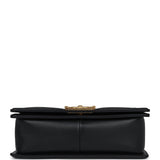 Chanel Medium Boy Bag Black Calfskin Antique Gold Hardware