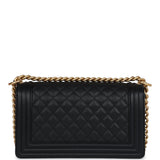 Chanel New Medium Boy Bag Black Caviar Antique Gold Hardware