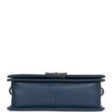 Chanel Medium Boy Bag Blue Lambskin Ruthenium Hardware