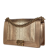 Chanel Medium Boy Bag Metallic Gold Python Antique Gold Hardware