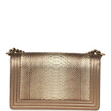 Chanel Medium Boy Bag Metallic Gold Python Antique Gold Hardware