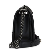 Chanel Medium Boy Bag Black Calfskin Aged Ruthenium Hardware
