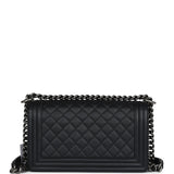 Chanel Medium Boy Bag Black Calfskin Aged Ruthenium Hardware