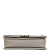 Chanel New Medium Boy Bag Grey Caviar Antique Gold Hardware