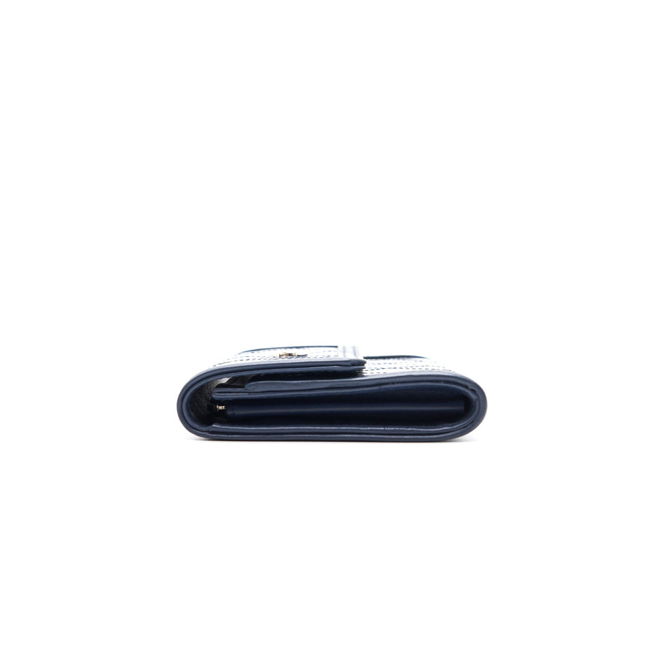 Chanel Flap Wallet Patent Leather Dark Blue Serial 20