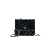 Chanel Square Wallet on Chain Patent Leather Black