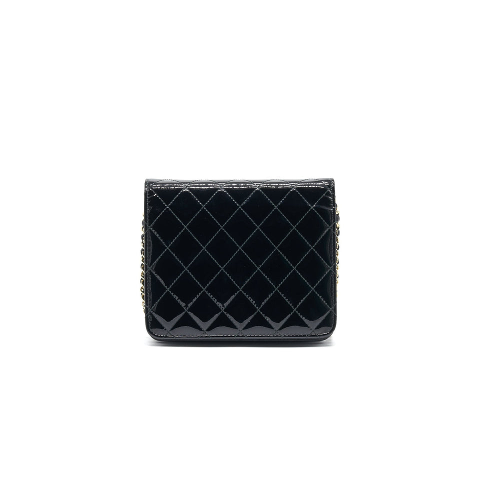 Chanel Square Wallet on Chain Patent Leather Black