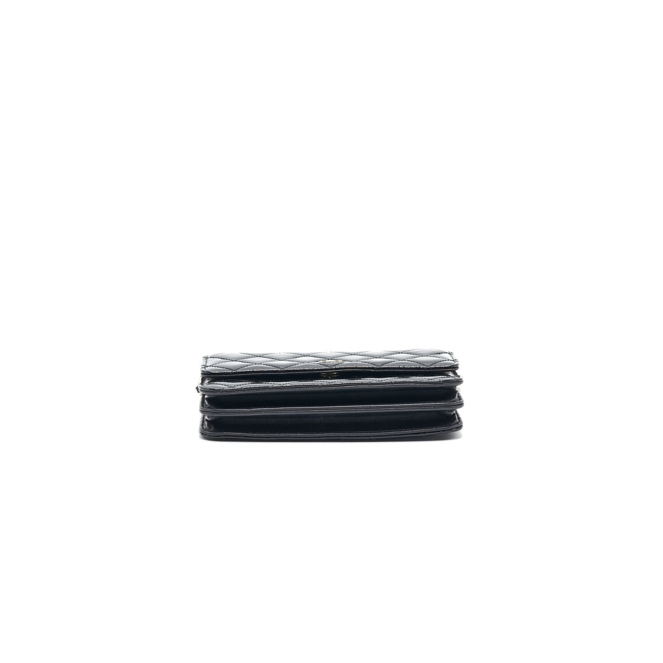 Chanel Square Wallet on Chain Patent Leather Black