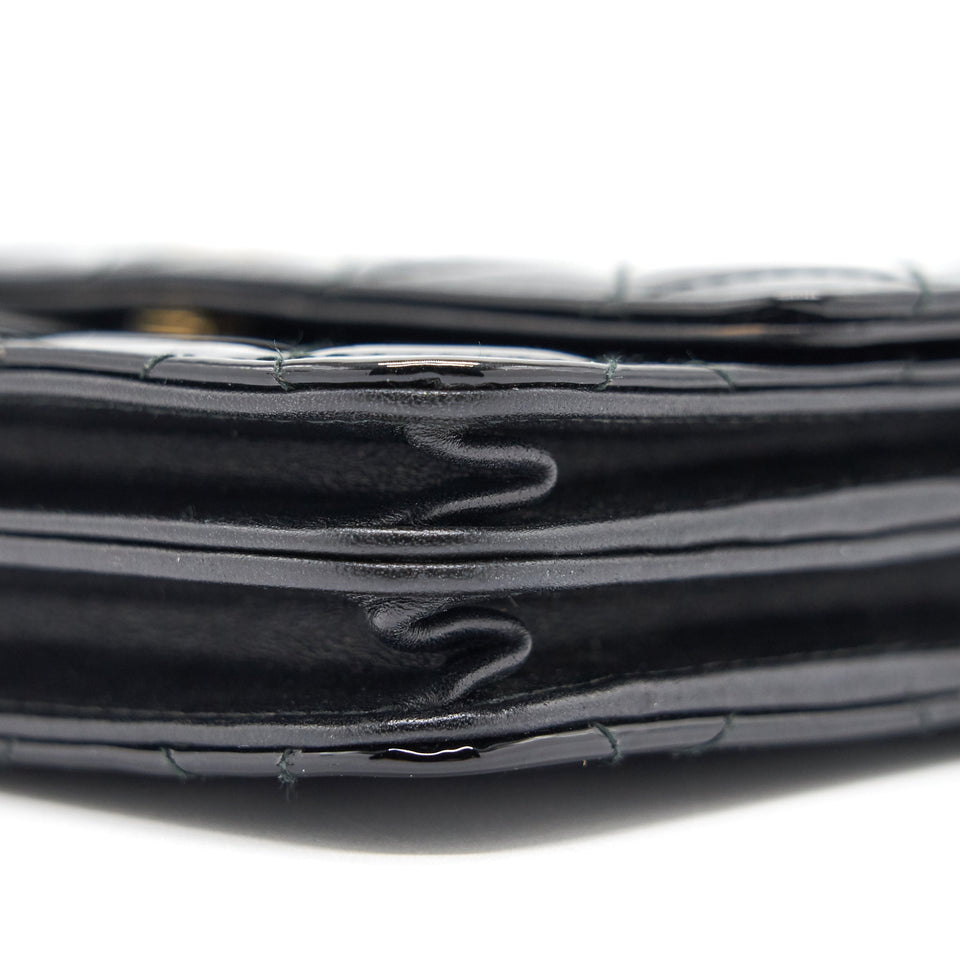 Chanel Square Wallet on Chain Patent Leather Black