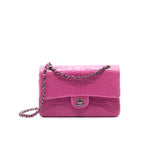 Chanel Alligator Medium Classic Double Flap Bag Pink