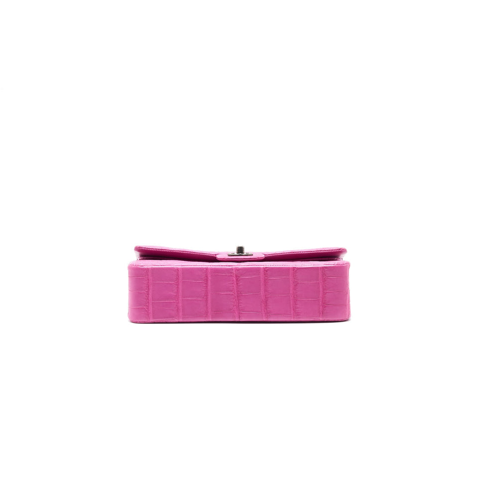 Chanel Alligator Medium Classic Double Flap Bag Pink