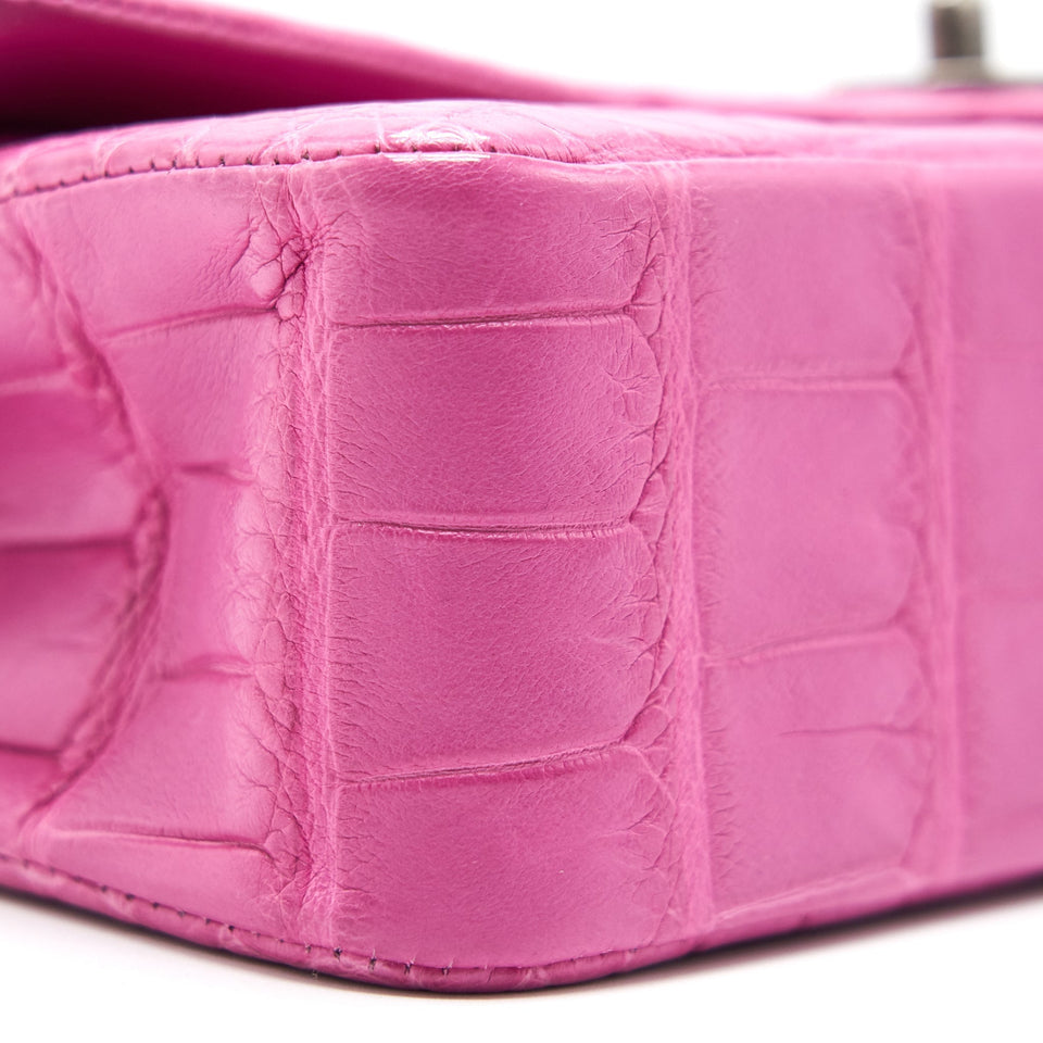 Chanel Alligator Medium Classic Double Flap Bag Pink
