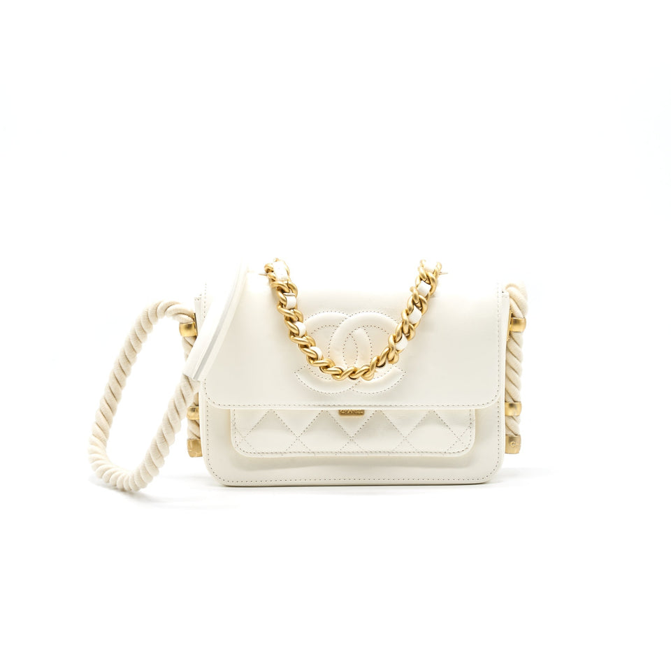 Chanel CC Leather Flap Bag White