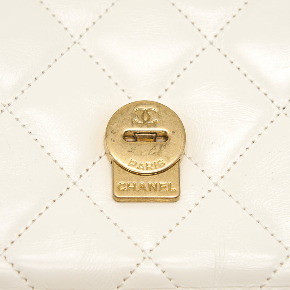 Chanel CC Leather Flap Bag White