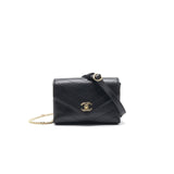 Chanel Calfskin Chevron Leather Chain Waist Bag Black
