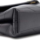 Chanel Calfskin Chevron Leather Chain Waist Bag Black