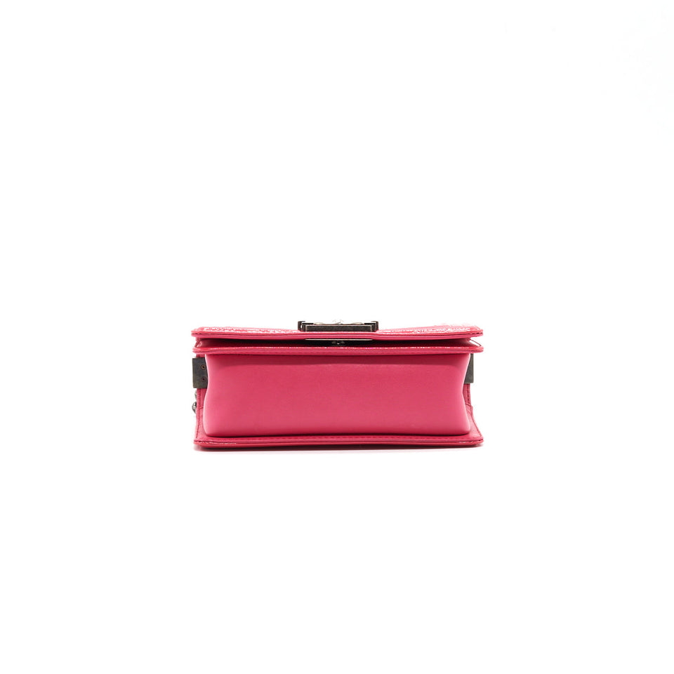 Chanel Small Leboy Patent Leather Pink Ruthenium Hardware