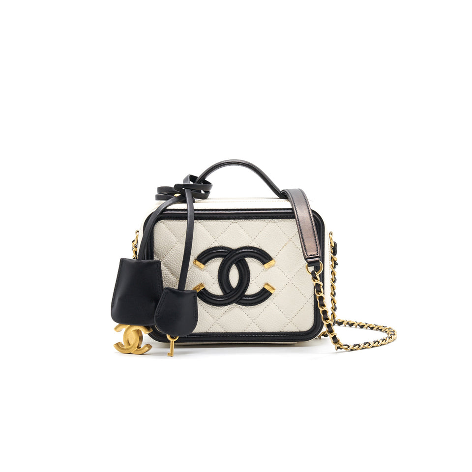 Chanel Caviar Small Vanity case black & white