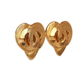 Chanel Vintage 24K Gold Plated CC Heart Earrings