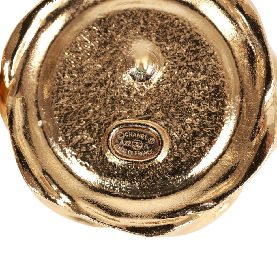 Chanel Gold CC Sunburst Stud Earrings