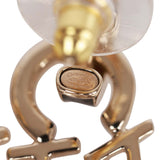 Chanel Black and Gold Letter Drop Earrings