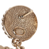 Chanel Light Gold Faux Pearl Crystal Coco Script CC Drop Earrings