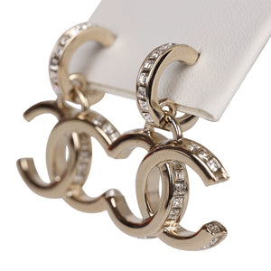 Chanel Gold Crystal CC Dangle Earrings