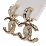 Chanel Gold Crystal CC Dangle Earrings