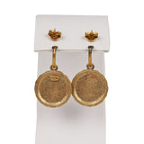 Chanel Vintage Swing Gold Metal Logo Earrings
