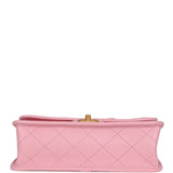 Chanel School Memory Top Handle Flap Bag Pink Caviar Antique Gold Hardware