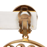 Chanel Vintage 24K Gold Plated Jumbo No. 5 Faux Pearl Dangle Earrings